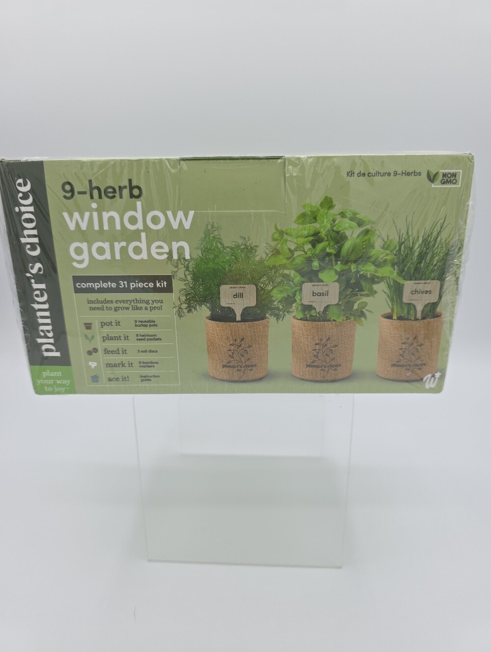 Planter's Choice 9 Herb Window Garden Kit 31 Piece Indoor Grow Set Non GMO New